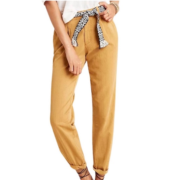Anthropologie Scout Slim Pleated Straight Leg Ankle Pants Honey Size 26 - Picture 2 of 12